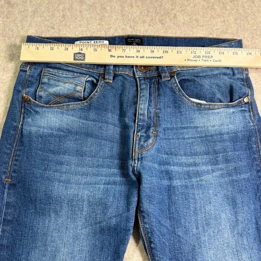 Point Zero Sam Jeans Mens 31 Blue Denim Straight Leg Classic Minimalist Trendy